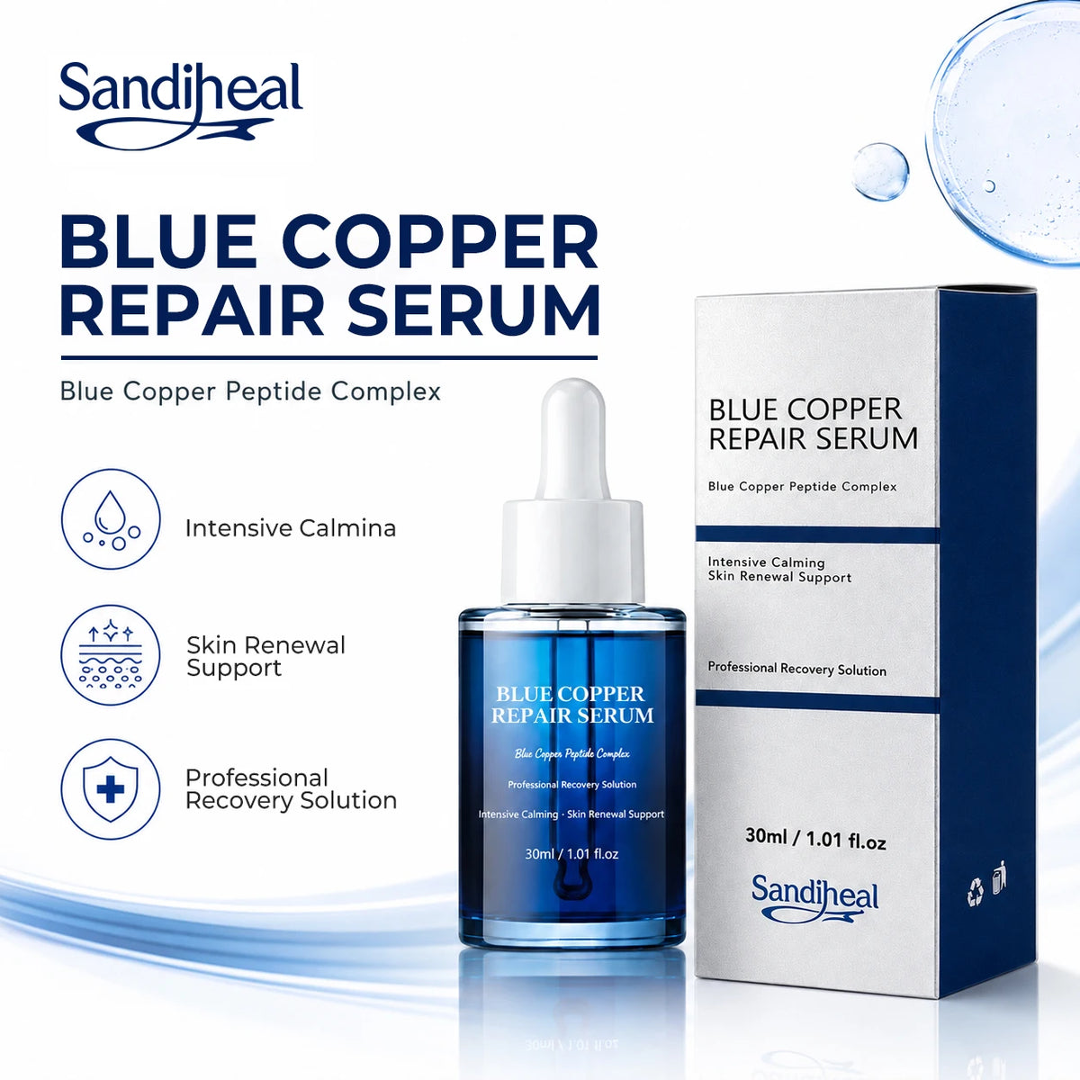 Blue Peptide Skincare Set Skin Barrier Care Facial Kit Hydrating Soothing Serum Calming Mist Toner Moisturizing Face Cream