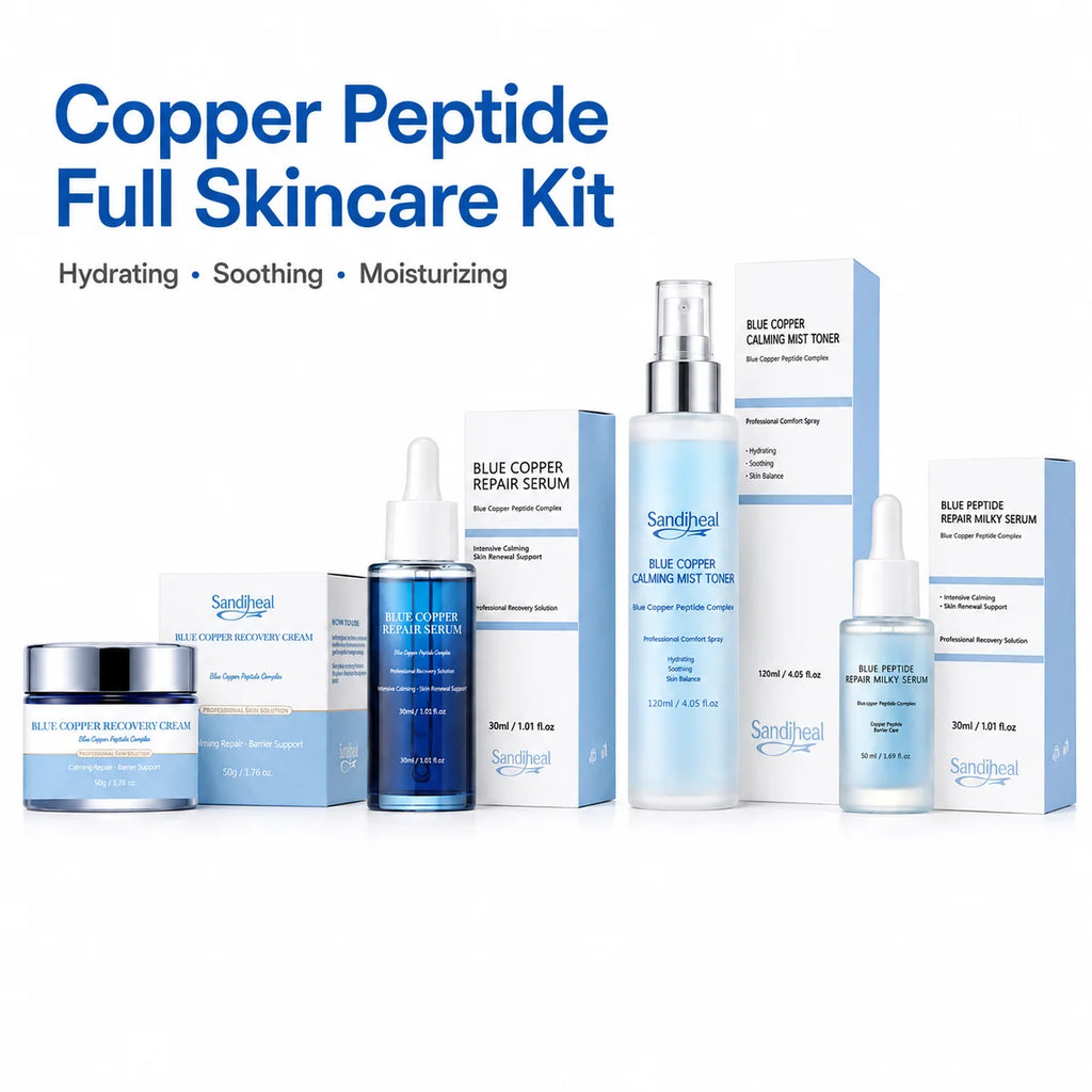 Blue Peptide Skincare Set Skin Barrier Care Facial Kit Hydrating Soothing Serum Calming Mist Toner Moisturizing Face Cream