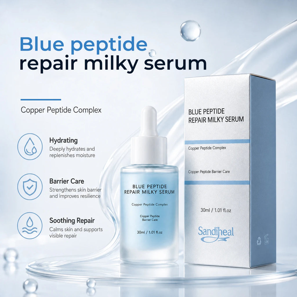 Blue Peptide Skincare Set Skin Barrier Care Facial Kit Hydrating Soothing Serum Calming Mist Toner Moisturizing Face Cream