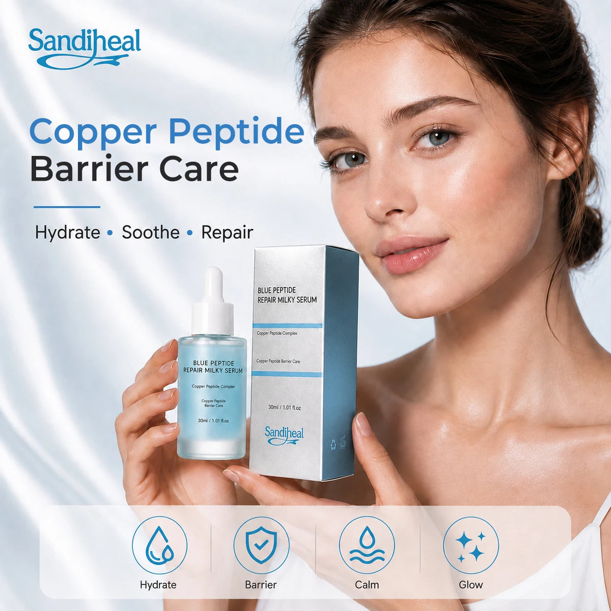 Blue Peptide Skincare Set Skin Barrier Care Facial Kit Hydrating Soothing Serum Calming Mist Toner Moisturizing Face Cream