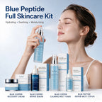 Blue Peptide Skincare Set Skin Barrier Care Facial Kit Hydrating Soothing Serum Calming Mist Toner Moisturizing Face Cream