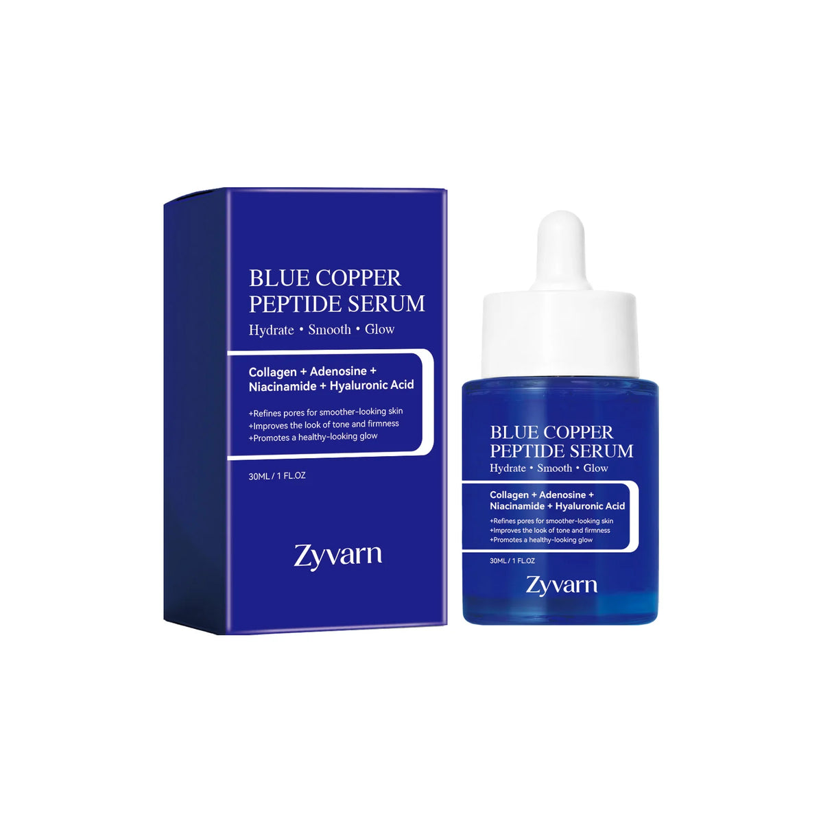 Blue Copper Peptide Serum Minimizes Pores Deep Hydration Brightening Dull Skin Firming Lifting Smooth Facial Repair Essence