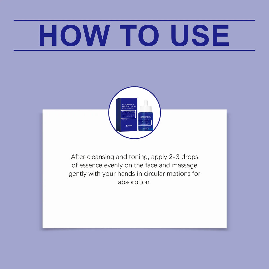 Blue Copper Peptide Serum Minimizes Pores Deep Hydration Brightening Dull Skin Firming Lifting Smooth Facial Repair Essence